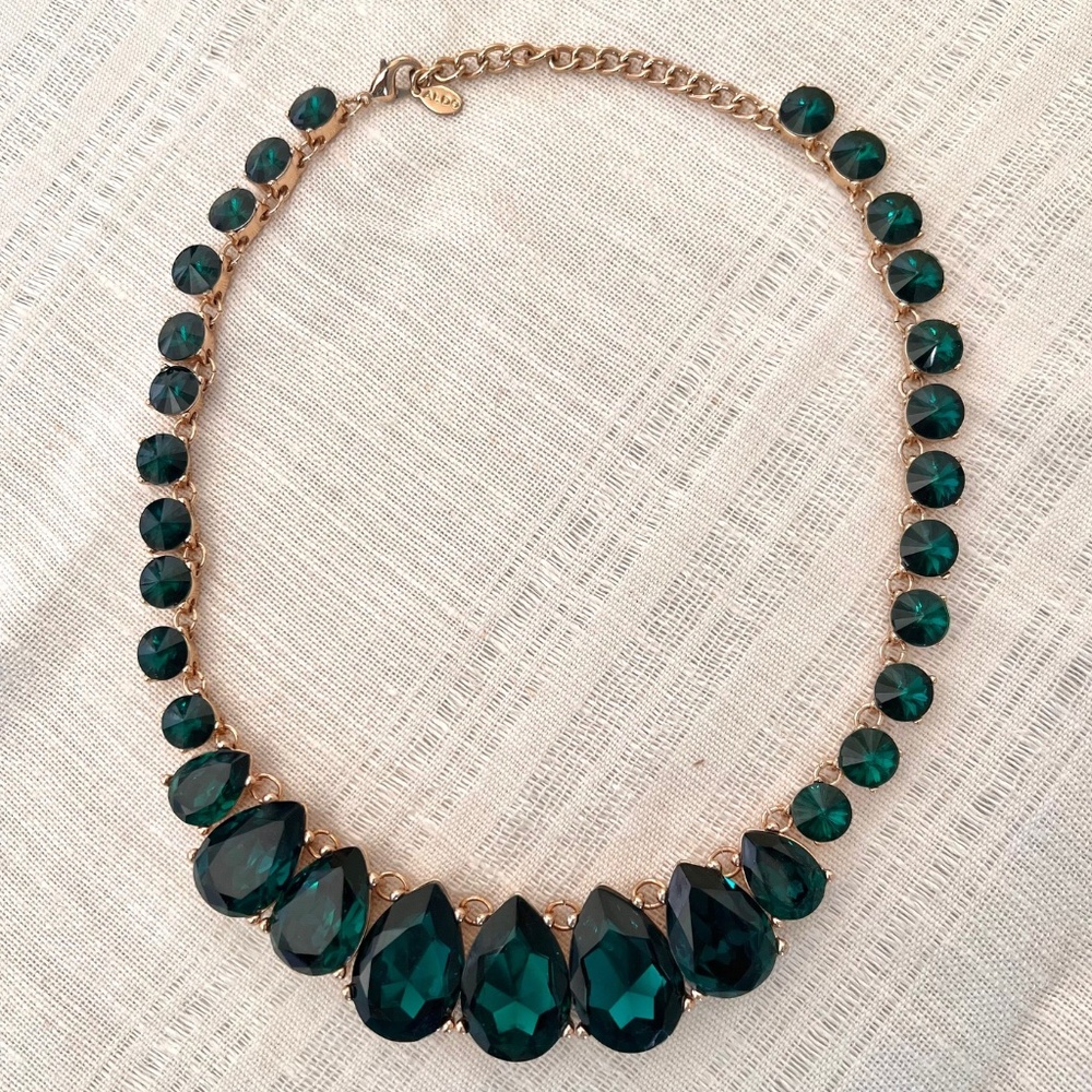 Aldo Emerald Stone Gold Tone Statement necklace, party necklace